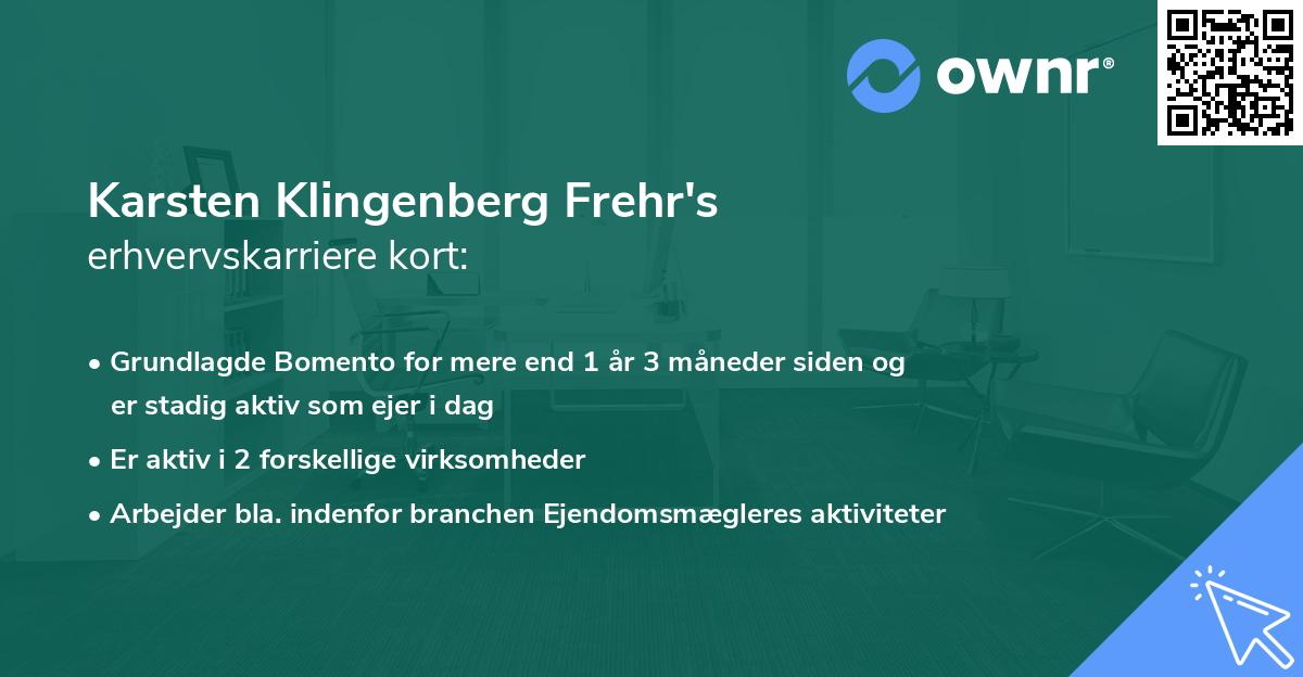 Karsten Klingenberg Frehr's erhvervskarriere kort