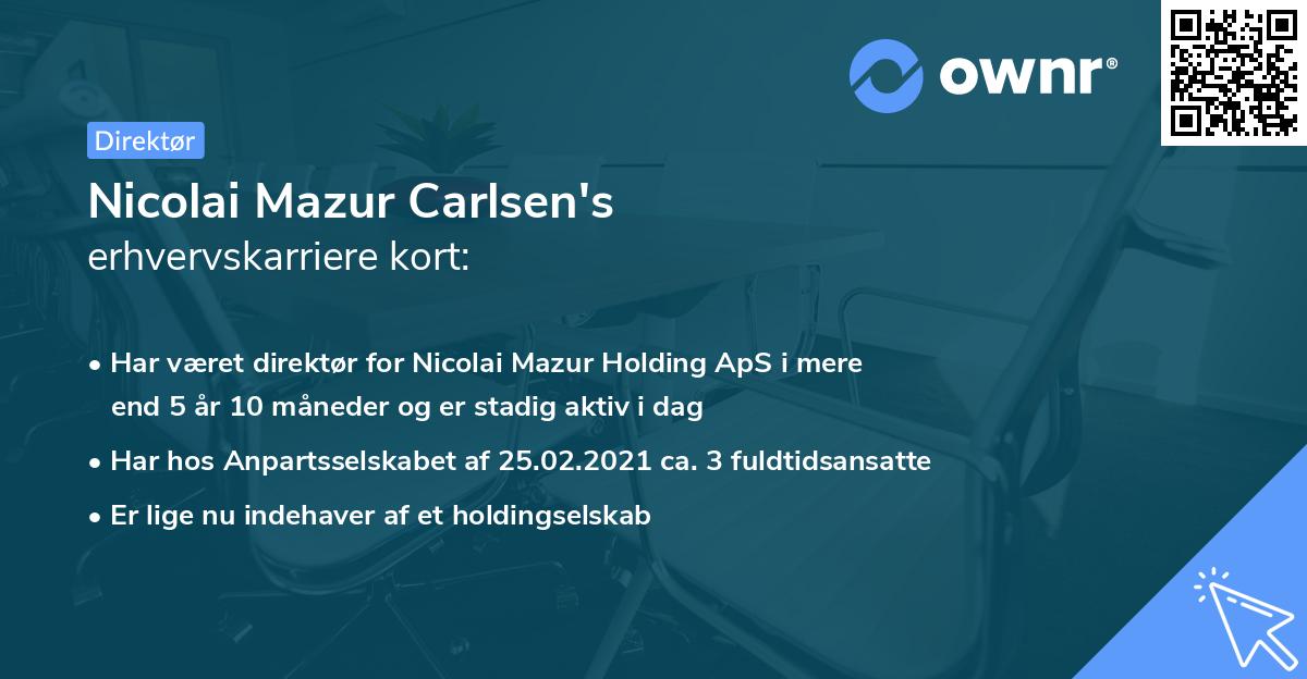 Nicolai Mazur Carlsen's erhvervskarriere kort