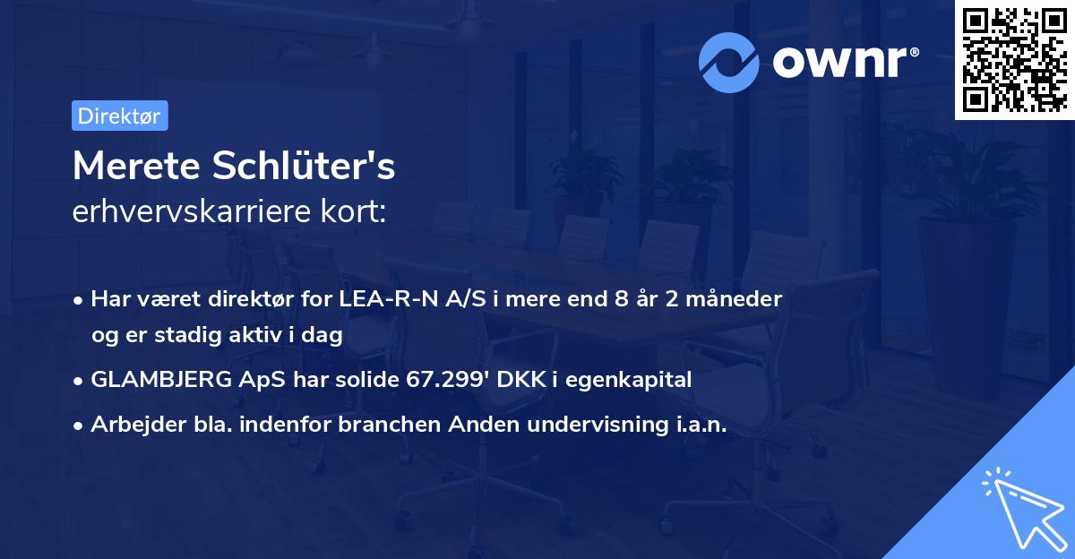 Merete Schlüter's erhvervskarriere kort