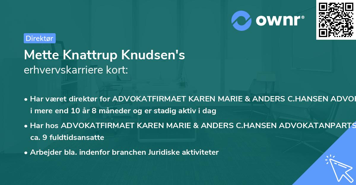 Mette Knattrup Knudsen's erhvervskarriere kort