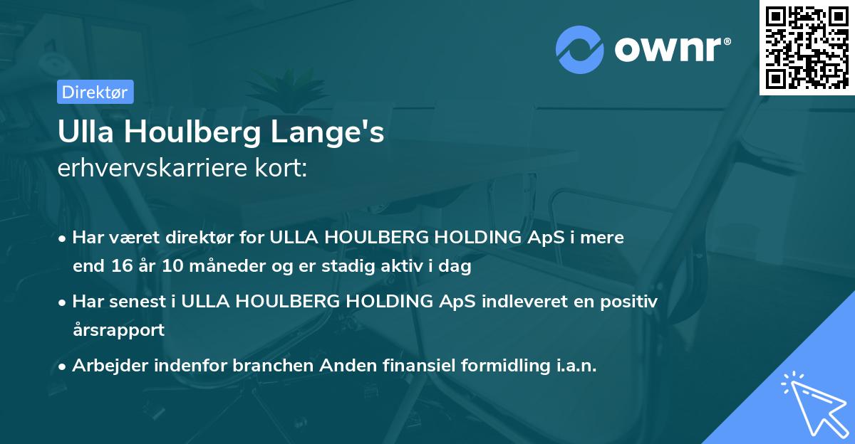 Ulla Houlberg Lange's erhvervskarriere kort