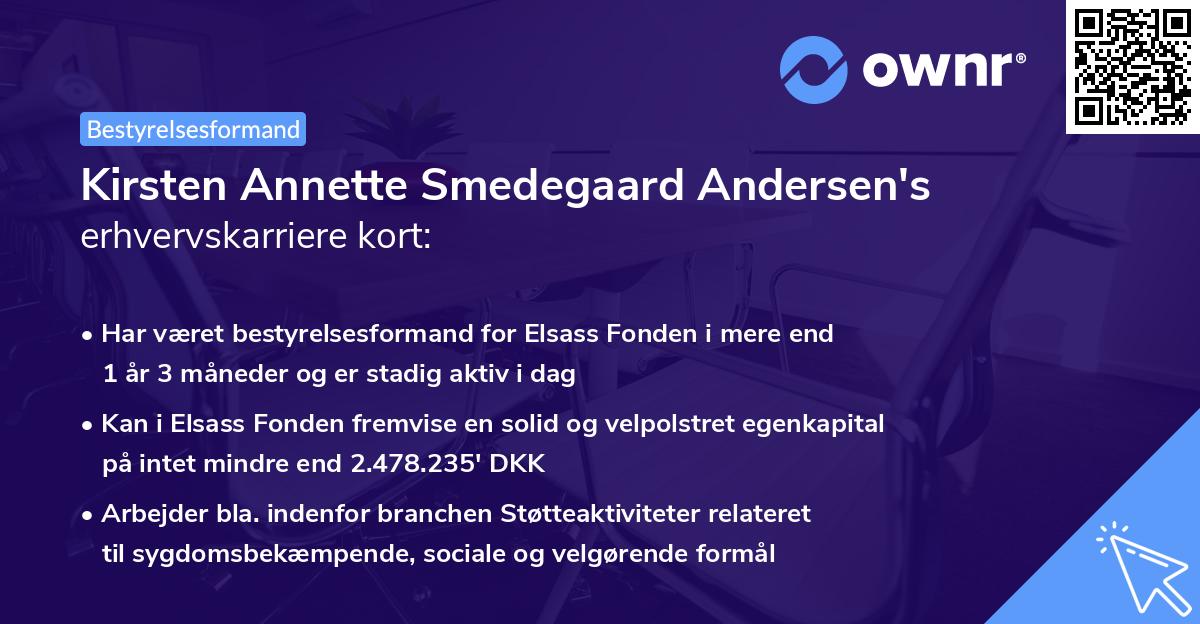 Kirsten Annette Smedegaard Andersen's erhvervskarriere kort