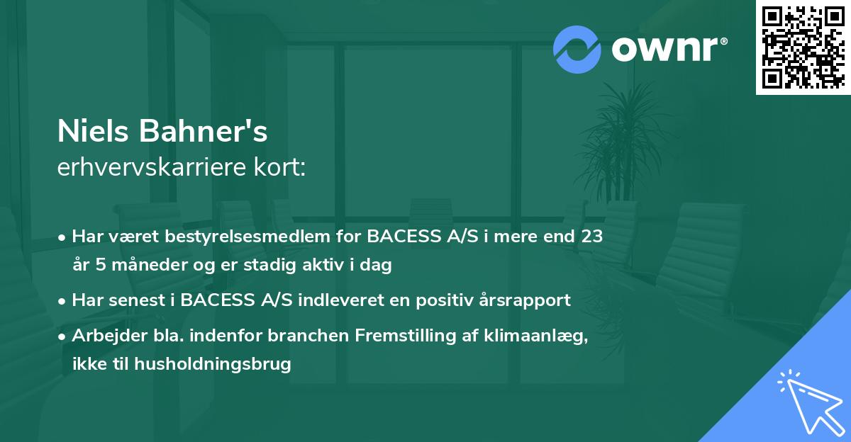 Niels Bahner's erhvervskarriere kort