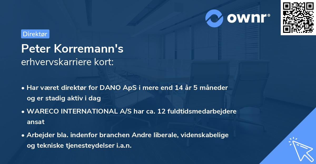 Peter Korremann's erhvervskarriere kort