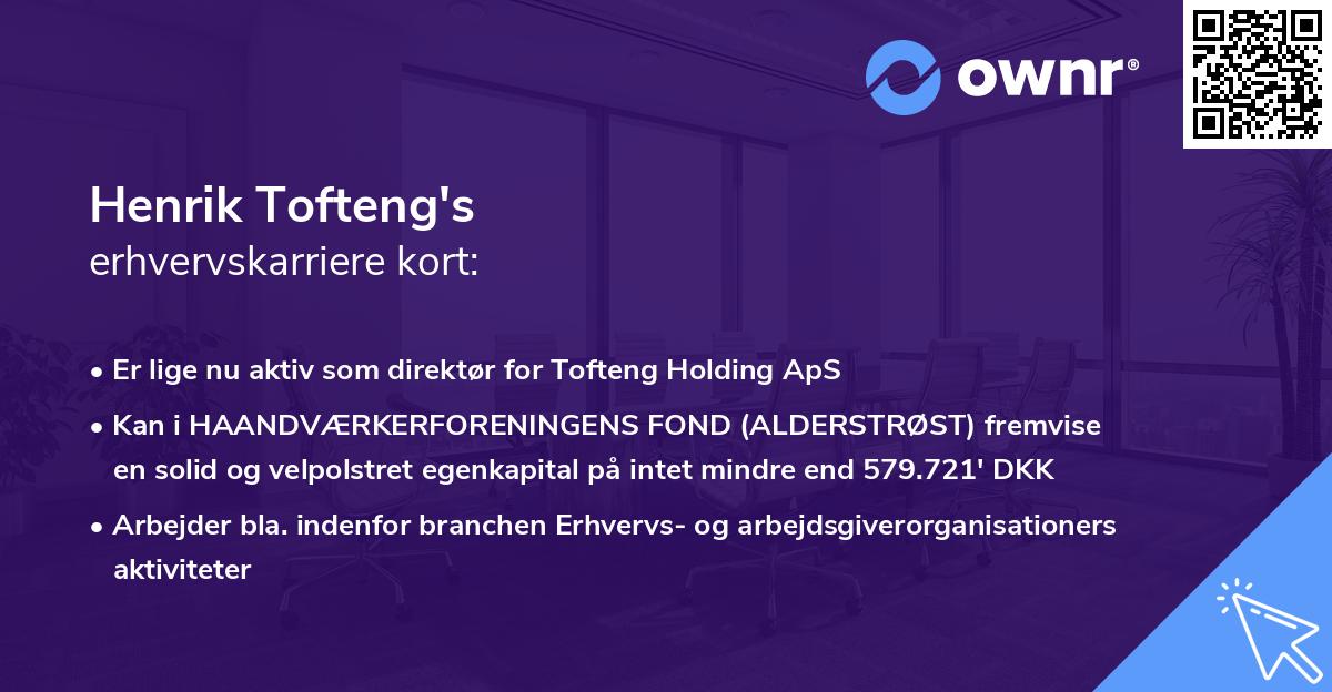 Henrik Tofteng's erhvervskarriere kort