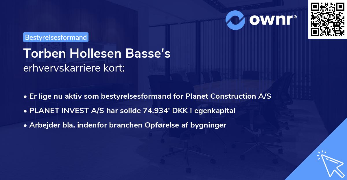 Torben Hollesen Basse's erhvervskarriere kort