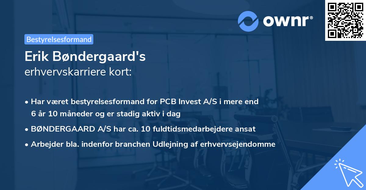 Erik Bøndergaard's erhvervskarriere kort
