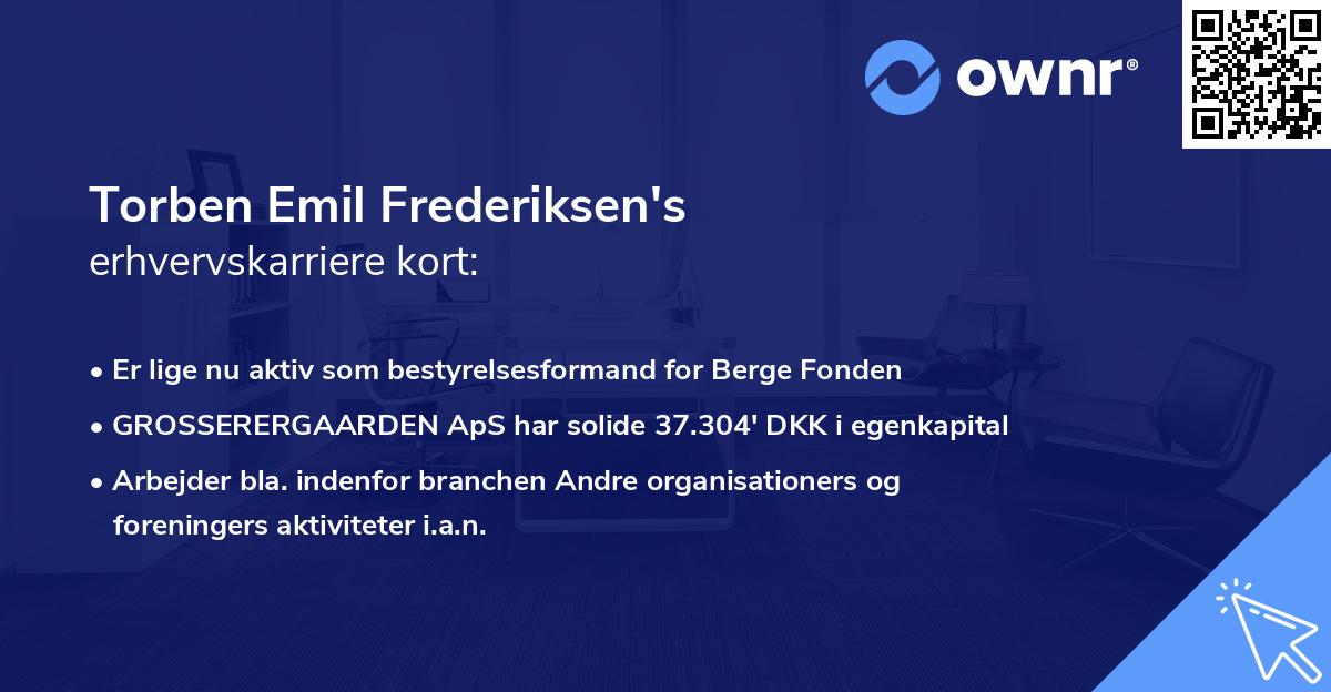 Torben Emil Frederiksen's erhvervskarriere kort