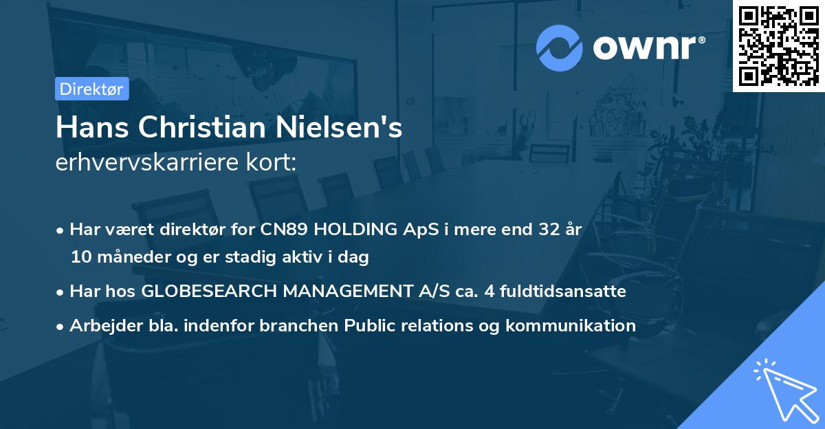 Hans Christian Nielsen's erhvervskarriere kort