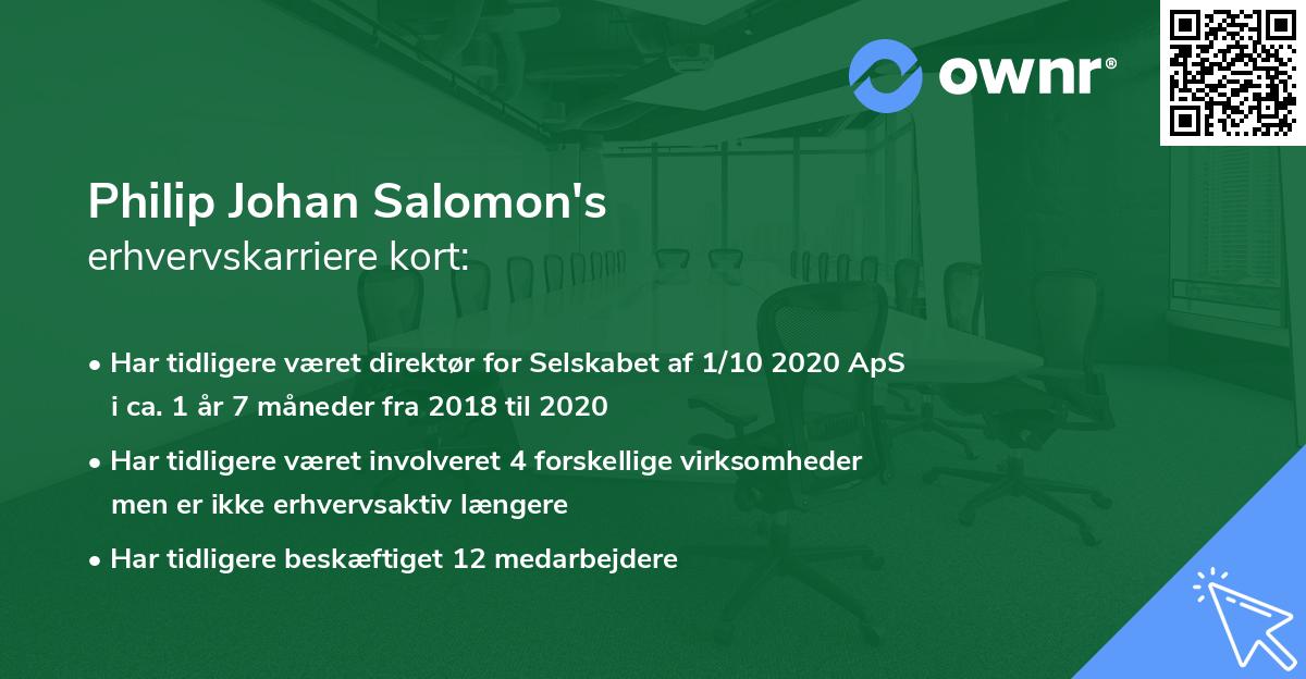 Philip Johan Salomon's erhvervskarriere kort