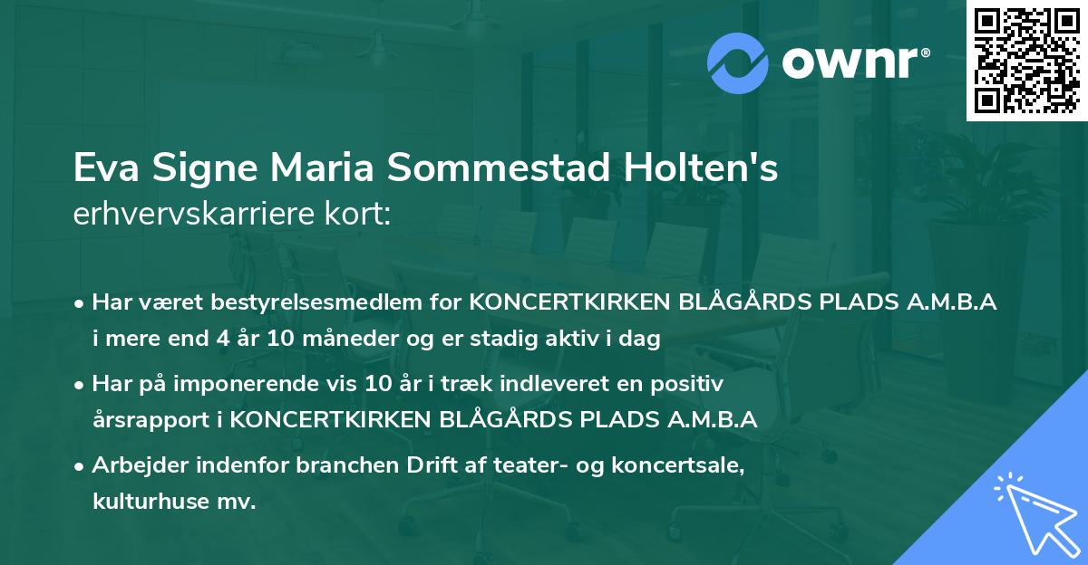 Eva Signe Maria Sommestad Holten's erhvervskarriere kort