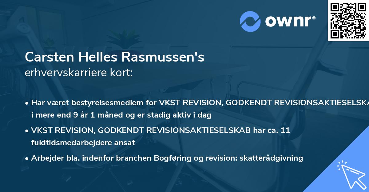 Carsten Helles Rasmussen's erhvervskarriere kort