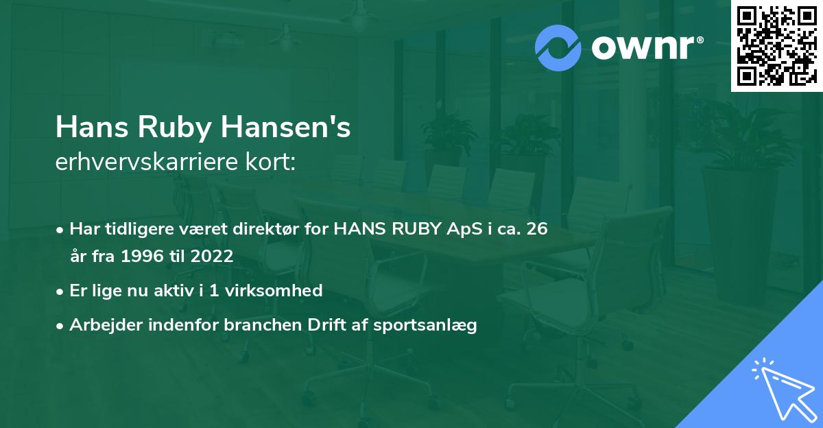 Hans Ruby Hansen's erhvervskarriere kort