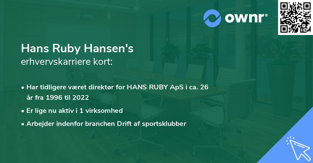 Hans Ruby Hansen's erhvervskarriere kort