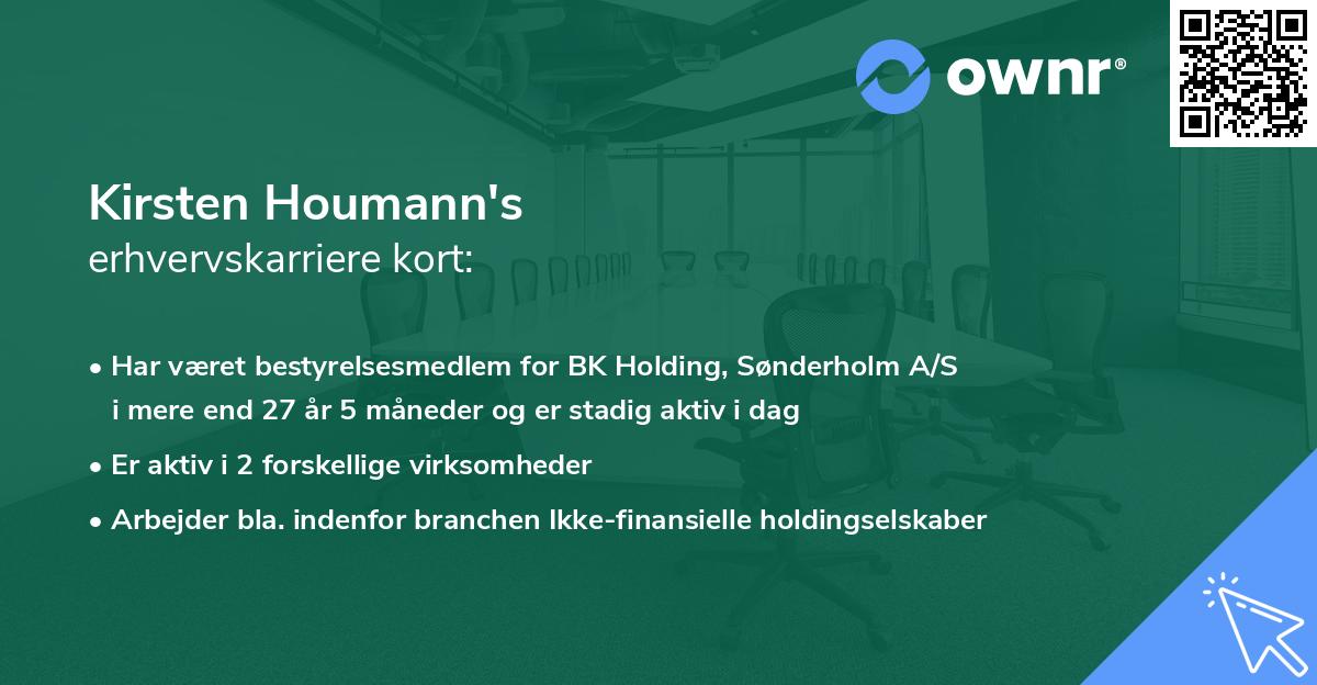 Kirsten Houmann's erhvervskarriere kort
