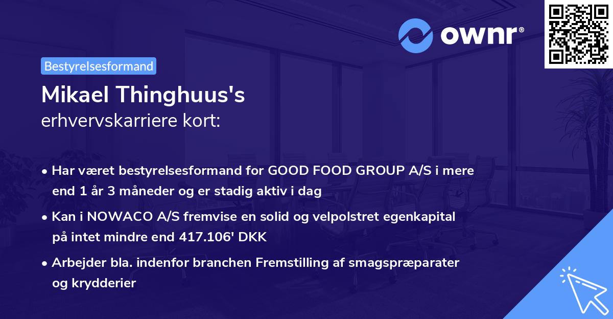 Mikael Thinghuus's erhvervskarriere kort