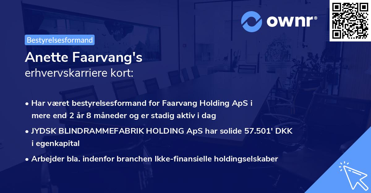 Anette Faarvang's erhvervskarriere kort