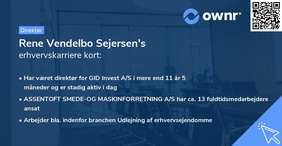 Rene Vendelbo Sejersen's erhvervskarriere kort
