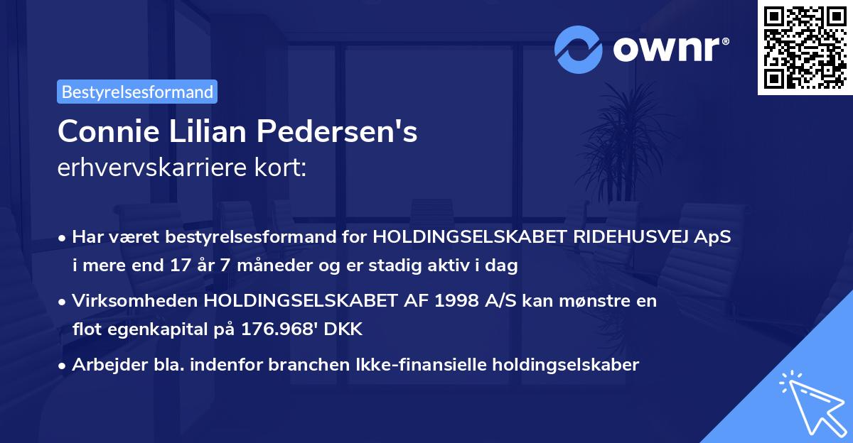 Connie Lilian Pedersen's erhvervskarriere kort