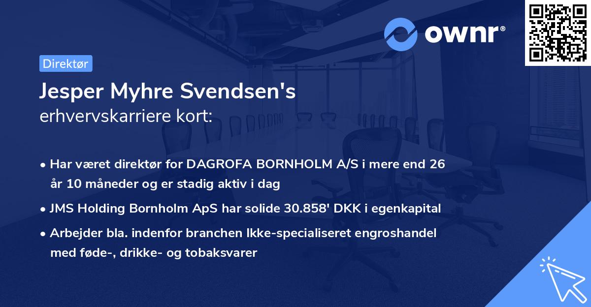 Jesper Myhre Svendsen's erhvervskarriere kort