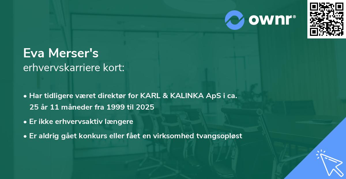 Eva Merser's erhvervskarriere kort