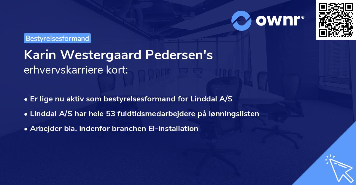 Karin Westergaard Pedersen's erhvervskarriere kort