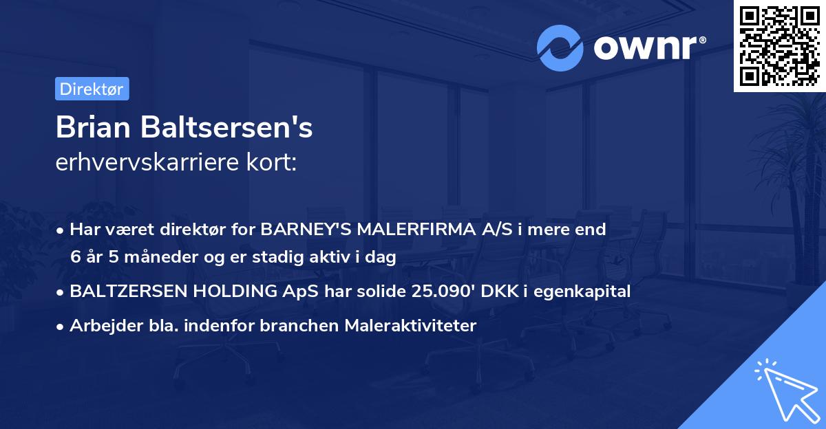 Brian Baltsersen's erhvervskarriere kort