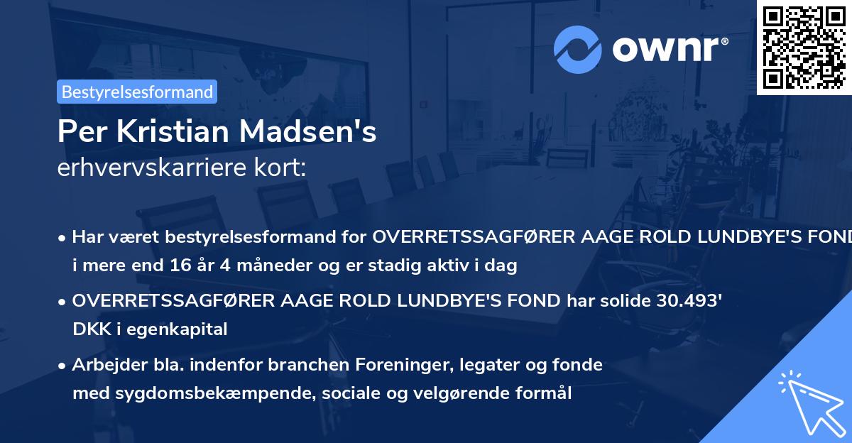 Per Kristian Madsen's erhvervskarriere kort