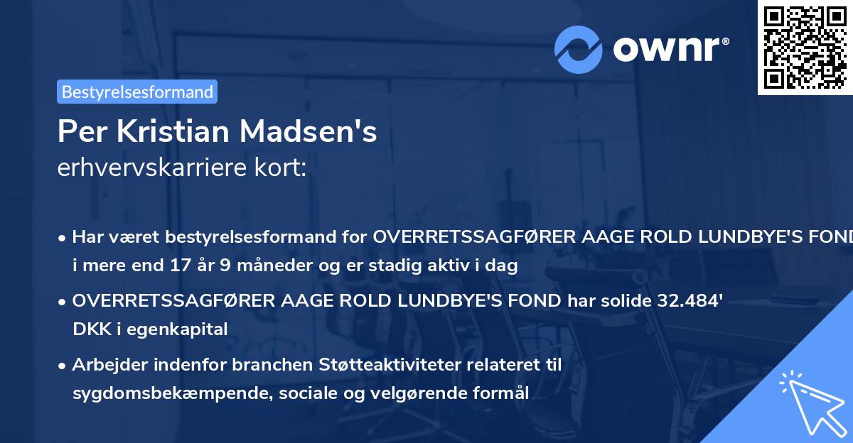 Per Kristian Madsen's erhvervskarriere kort