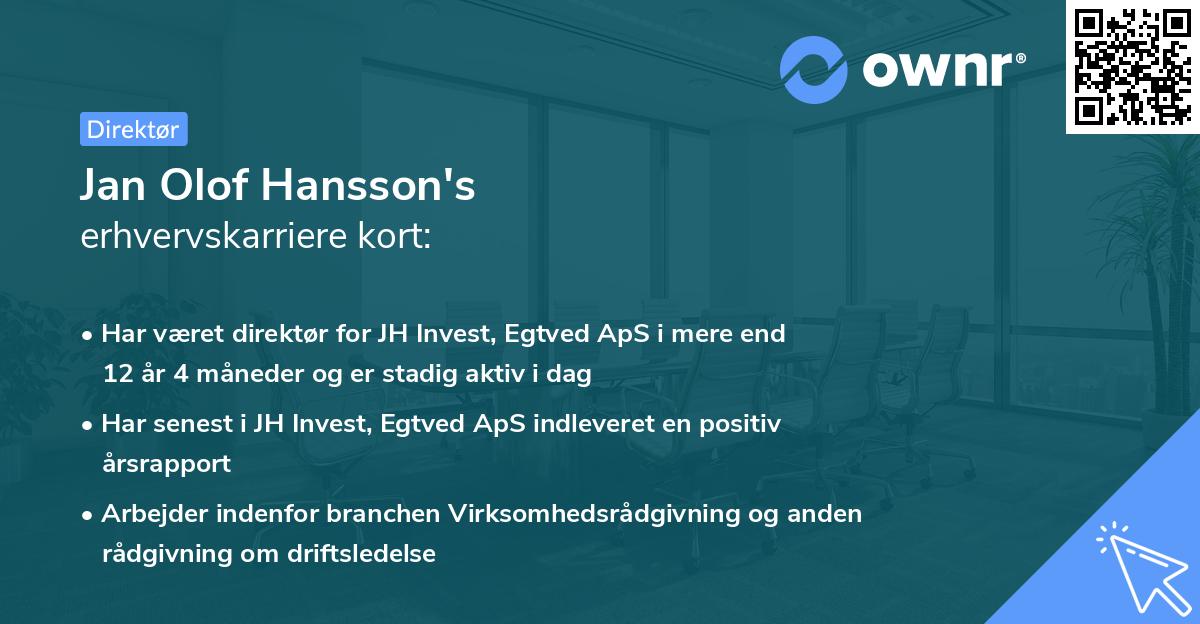 Jan Olof Hansson's erhvervskarriere kort