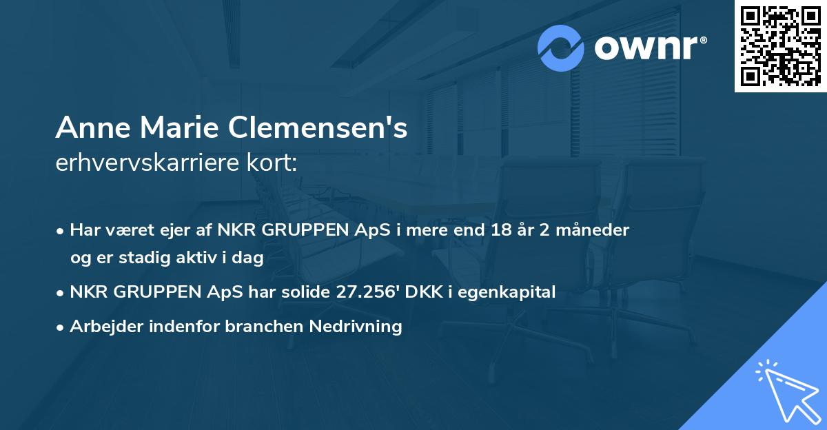 Anne Marie Clemensen's erhvervskarriere kort
