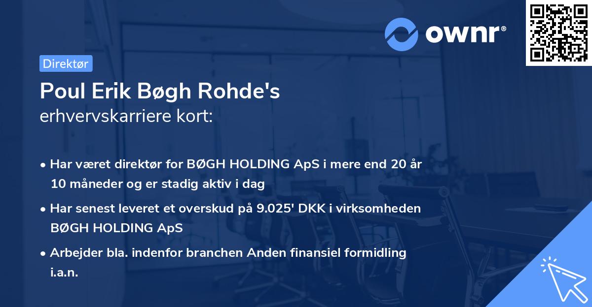 Poul Erik Bøgh Rohde's erhvervskarriere kort