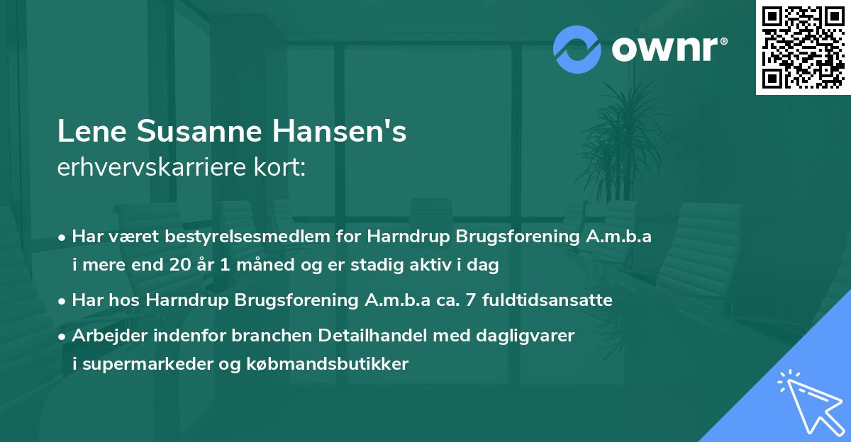 Lene Susanne Hansen's erhvervskarriere kort