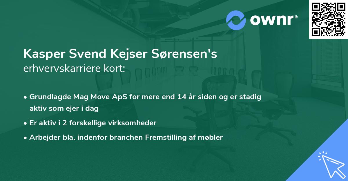 Kasper Svend Kejser Sørensen's erhvervskarriere kort