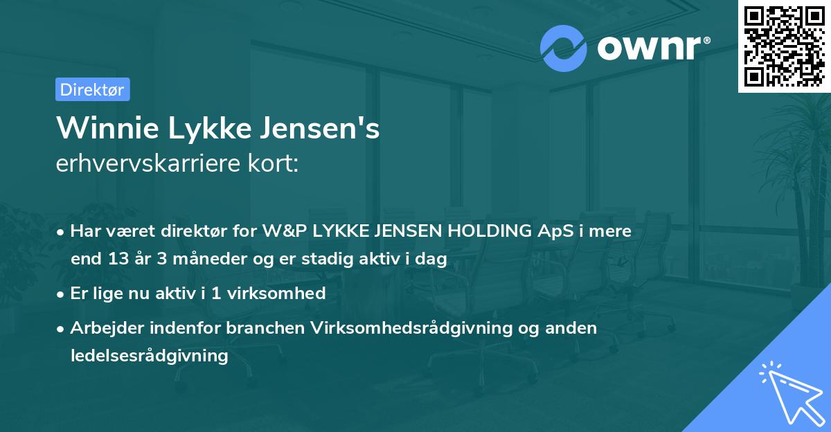 Winnie Lykke Jensen's erhvervskarriere kort