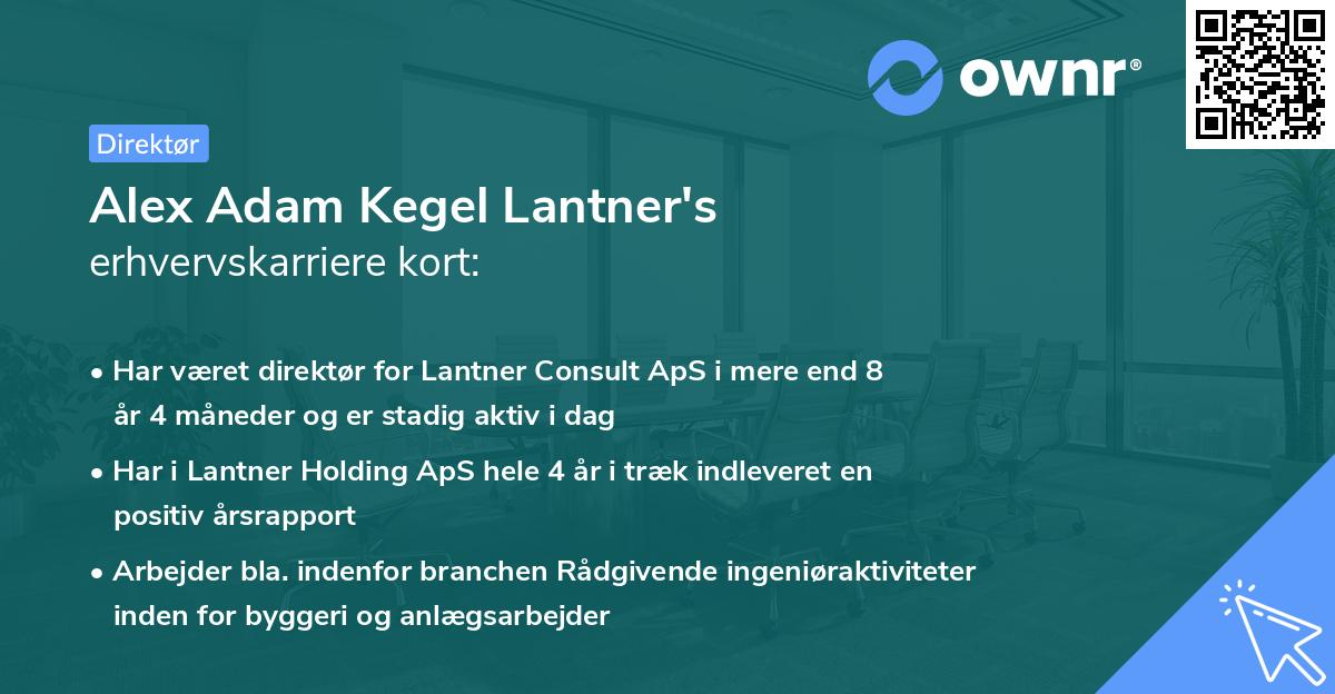 Alex Adam Kegel Lantner's erhvervskarriere kort