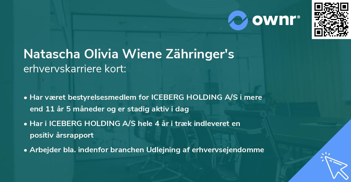 Natascha Olivia Wiene Zähringer's erhvervskarriere kort