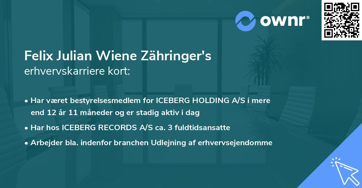 Felix Julian Wiene Zähringer's erhvervskarriere kort