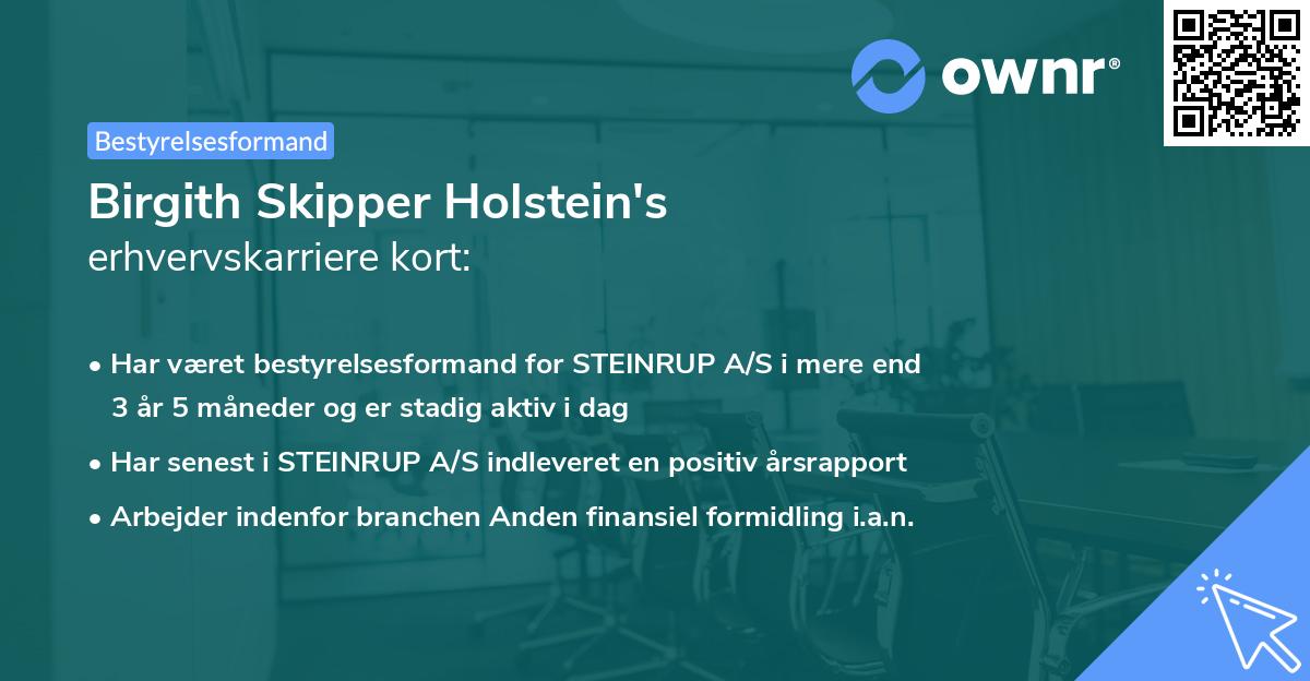 Birgith Skipper Holstein's erhvervskarriere kort