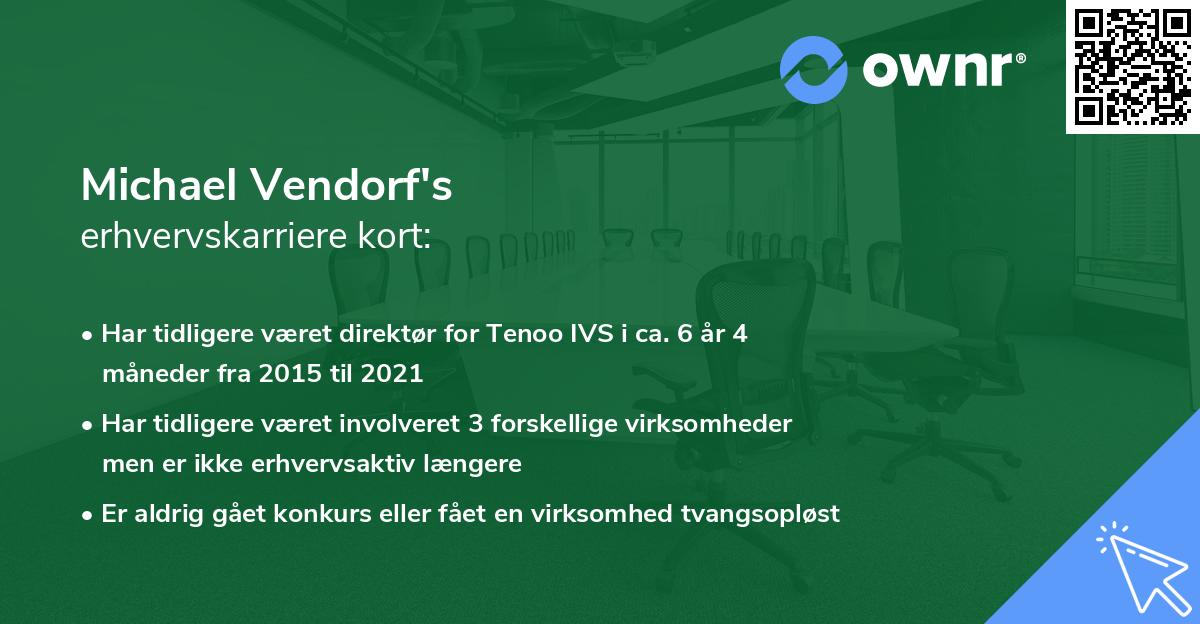 Michael Vendorf's erhvervskarriere kort