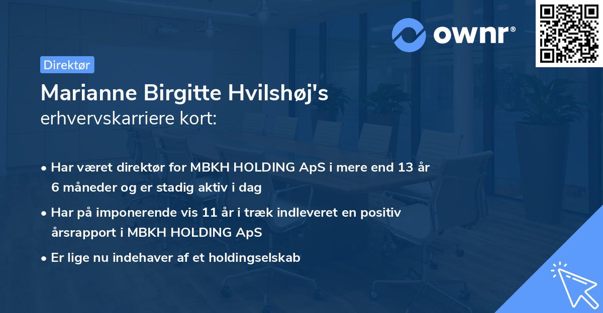 Marianne Birgitte Hvilshøj's erhvervskarriere kort