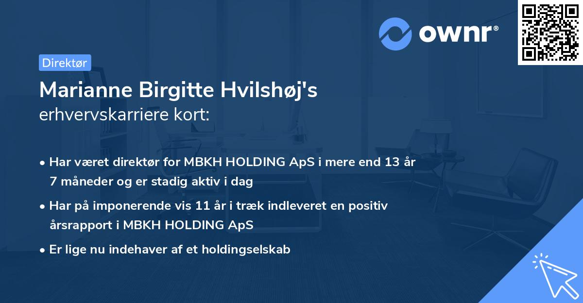 Marianne Birgitte Hvilshøj's erhvervskarriere kort