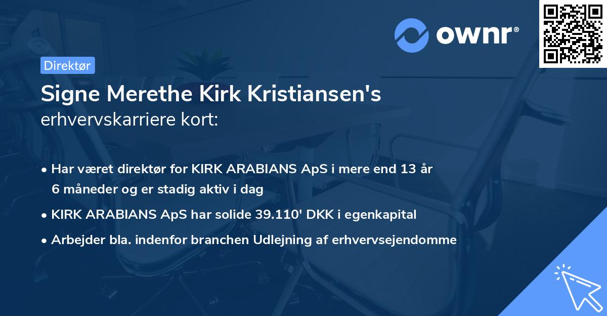 Signe Merethe Kirk Kristiansen's erhvervskarriere kort