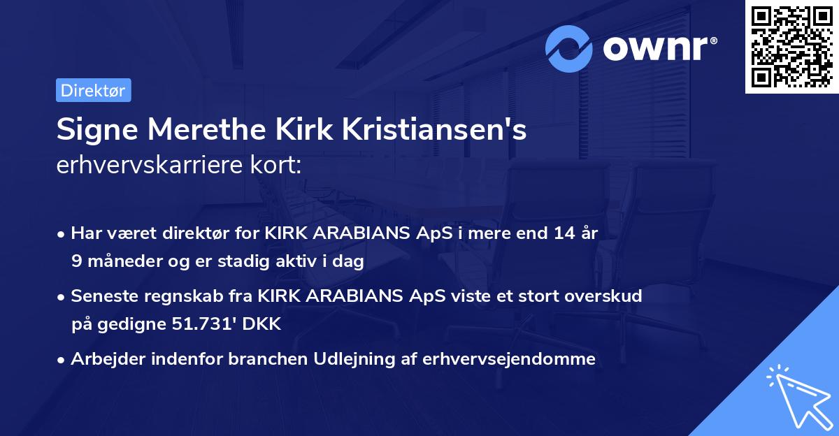 Signe Merethe Kirk Kristiansen's erhvervskarriere kort