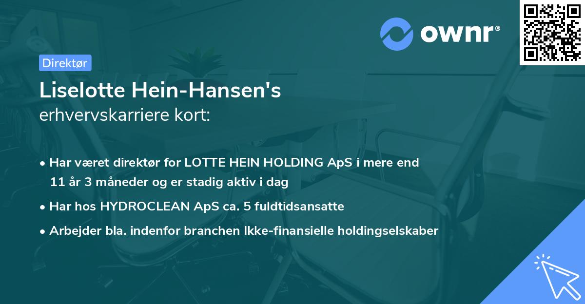 Liselotte Hein-Hansen's erhvervskarriere kort