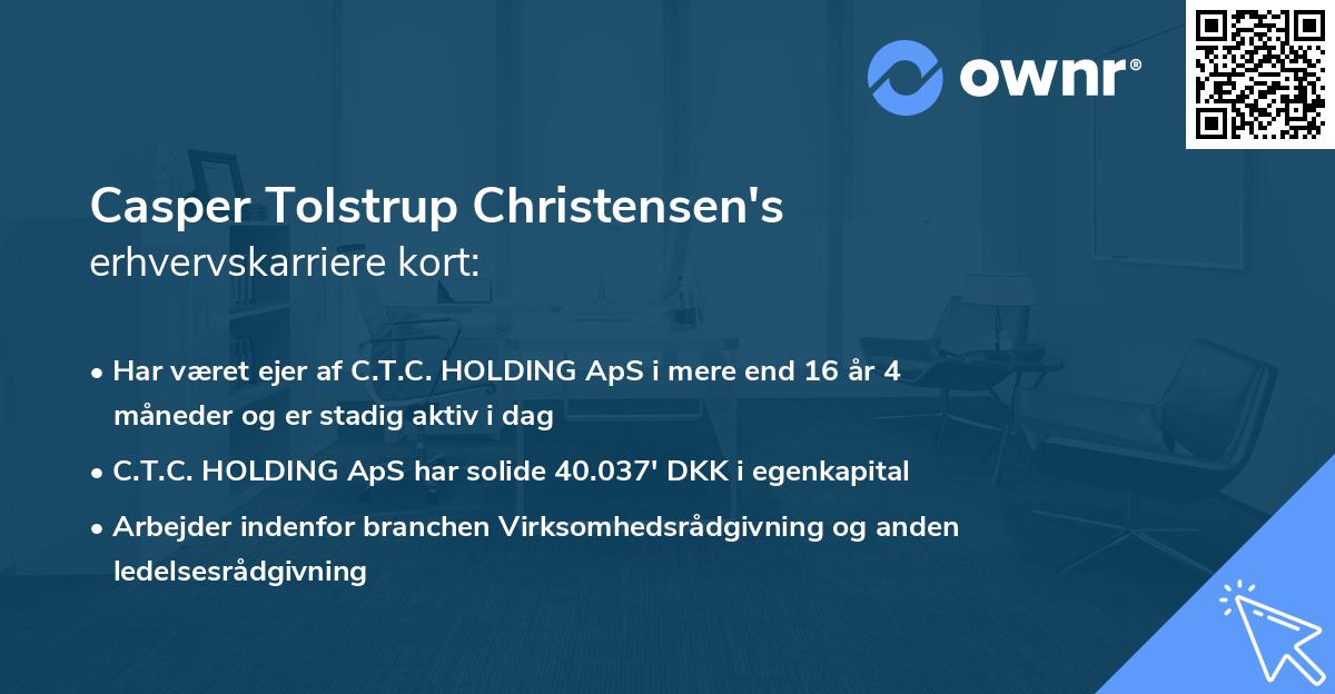 Casper Tolstrup Christensen's erhvervskarriere kort