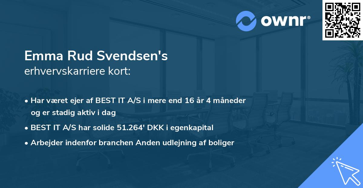 Emma Rud Svendsen's erhvervskarriere kort