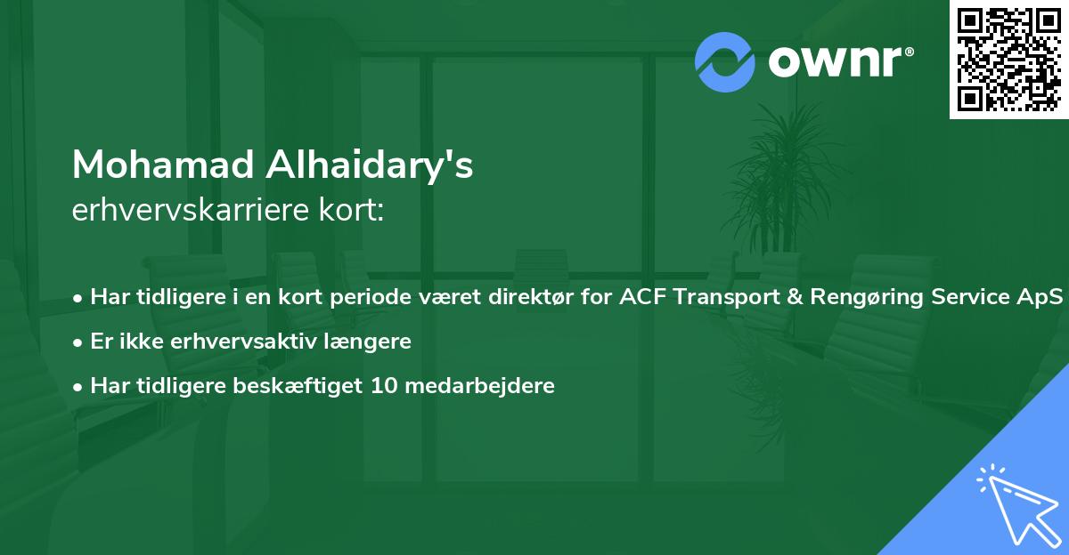 Mohamad Alhaidary's erhvervskarriere kort