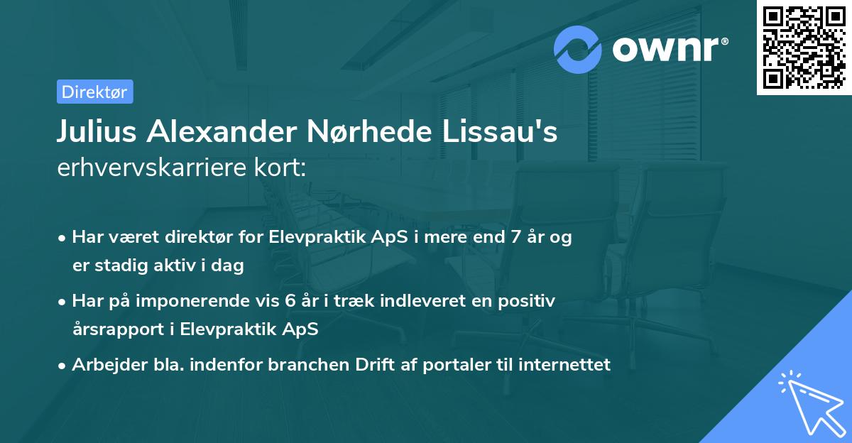 Julius Alexander Nørhede Lissau's erhvervskarriere kort