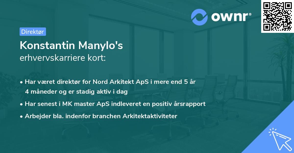 Konstantin Manylo's erhvervskarriere kort